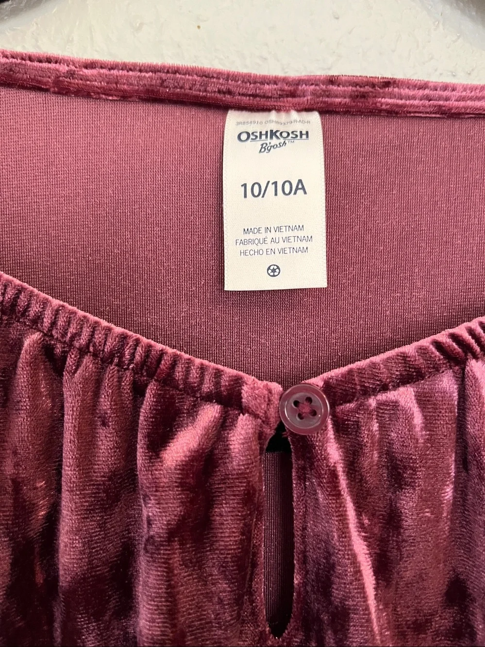 OshKosh B'gosh Girls' Velvet Short Sleeve Dress - Plum